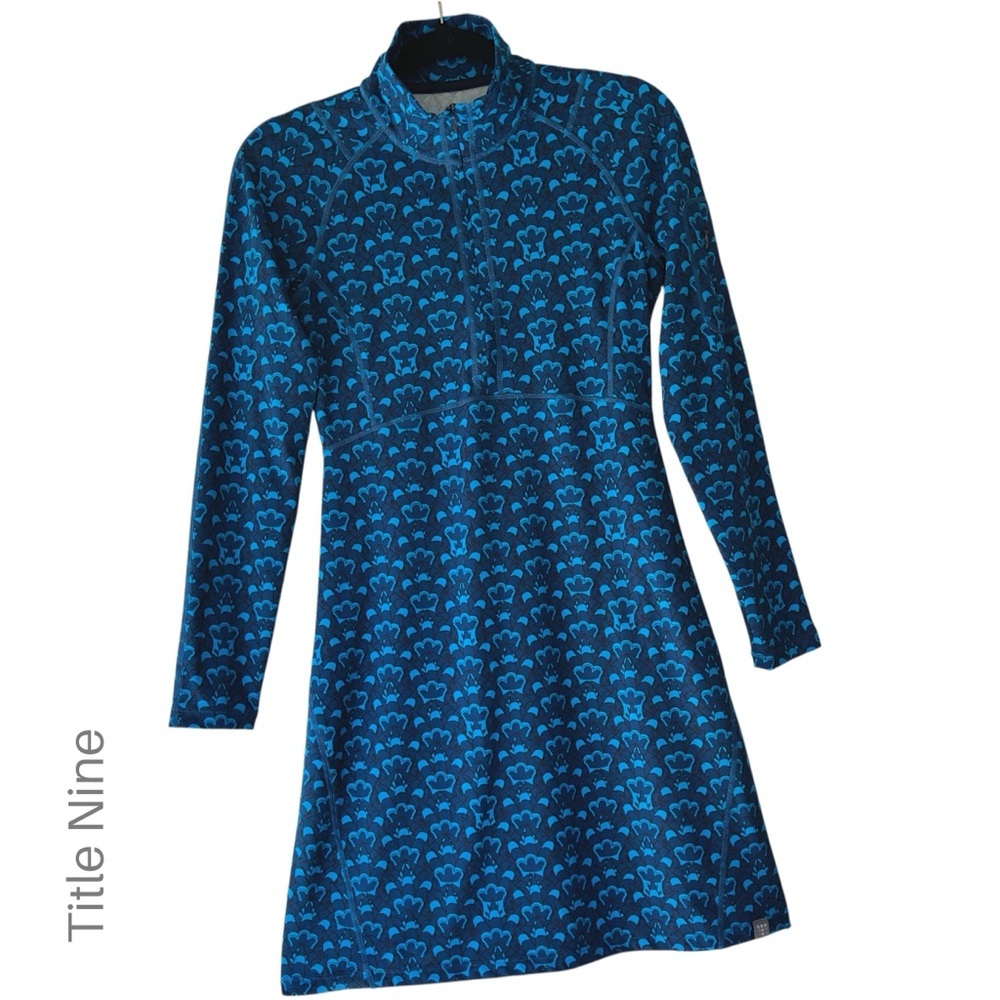 Title Nine | Nwot Dream Get Away Dress Venetian Blue Zip Front Pocket | Xs